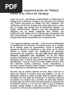 Contra Argumentación de Thibaut Frente A La Critica de Savigny.