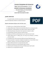 Me 2403 Power Plant Engineering - Course Objectives & Outcomes