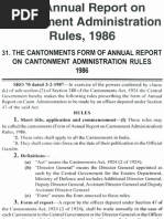 Cantonments Form of Annual Report On Cantonment Administration Rules1986 PDF