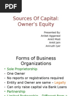 Sources of Capital: Owner's Equity: Presented By: Aniket Aggarwal Ankit Modi Ankit Jain Anirudh Iyer