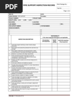 Upf Pipe Support Inspection Record