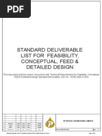 Standard Deliverable List For Feasibility Conceptual FEED Detailed Design