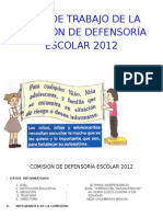 Plan de Trabajo de La Comision de Defensoría Escolar 2012