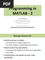 Programming in Matlab - 2: Ciro Donalek