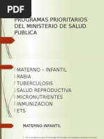 Programas Prioritarios Del Ministerio de Salud Publica