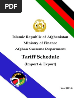 Afghanistan Customs Tariff 2014 English