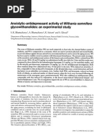 Anxiolytic-Antidepressant Activity of Glycowithanolides: An Experimental Study