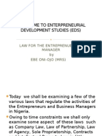 Law For The Entrepreneur and Managers