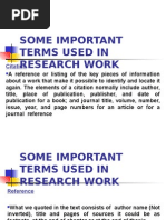 Some Important Terms Used in Research Work: Citation