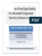 Investigation of Small Signal Stability Investigation of Small Signal Stability For A Renewable Energy Based Electricity Distribution System