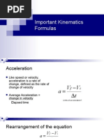 Kinematics Formulas