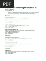 Biotech/Biotechnology Companies in Bangalore