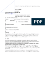 Taitz V Obama - Quo Warranto - Civil Action: 10-151 - REPLY TO OPPOSITION TO PRELIMINARY INJUNCTION - ORAL ARGUMENT REQUESTED - March 2010