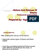 Issue and Forfeiture and Reissued of Shares