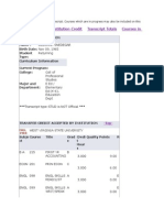 Transfer Credit Institution Credit Transcript Totals Courses in Progress