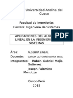 Aplicaciones Del Algebra Lineal en La Ingenieria de Sistemas