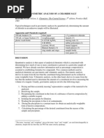 Gravimetric Analysis of A Chloride Salt