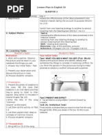 Lesson Plan in English 10 Second Quarter