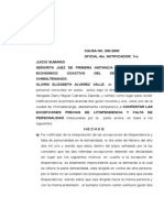 Contestación de Excepciones Previas de Juicio Sumario de Desocupación