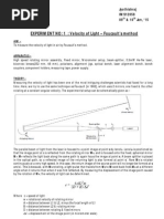 Speed of Light by Foucault's Method