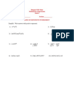 Laws of Exponents Worksheet