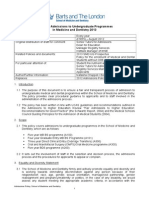 Policy For Admissions To Undergraduate Programmes in Medicine and Dentistry 2013