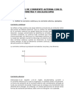 Mediciones de Corriente Alterna Con El Voltimetro y Osciloscopio