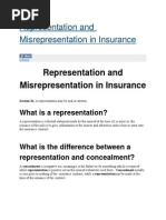 Representation and Misrepresentation in Insurance