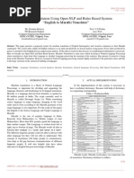 Machine Translation Using Open NLP and Rules Based System English To Marathi Translator