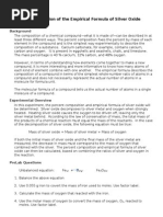 Lab 12 Empirical Formula of Silver Oxide