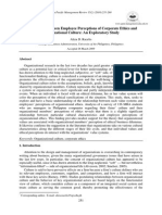 Relationship Between Employee Perceptions of Corporate Ethics and Organizational Culture: An Exploratory Study