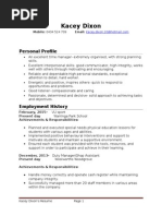 Kacey Dixon Resume