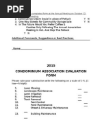 2015 Condominium Association Evaluation Form