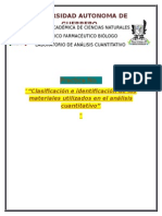 Clasificación e Identificación de Los Materiales Utilizados en El Análisis Cuantitativo