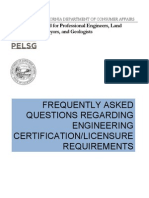 Frequently Asked Questions Regarding Engineering Certification/Licensure Requirements