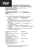 Examen Final de Ciencias Primer Grado Secundaria