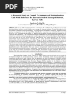 A Research Study On Overall Performance of Kudumbashree Unit With Reference To Beeranthabail of Kasargod District, Kerala State