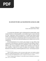 EL ESTATUTO DE LAS MATEMÁTICAS HACIA 1600 - ANTONELLA ROMANO - Centre Alexandre Koyré. Paris 