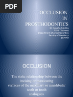 Occlusion IN Prosthodontics: Dr. Aeysha Siddika FCPS (Trainee) Department of Prosthodontics Faculty of Dentistry Bsmmu