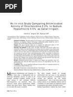 An In-Vivo Study Comparing Antimicrobial Activity of Chlorhexidine 0.2% To Sodium Hypochlorite 0.5% As Canal Irrigant