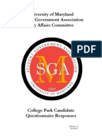 University of Maryland City Affairs Committee College Park Election Guide 2015