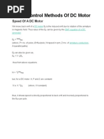 Speed Control Methods of DC Motor