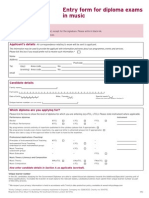 Trinity Music Diploma Entry Form - UK & International