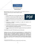 Titanium Resources Group Preliminary Results