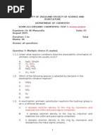 Organic Chemistry Test 1 Memorandum