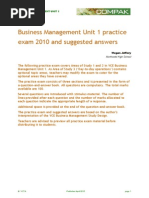 Buiness Management Unit 1 Exam 2010