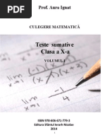 Culegere Matematica. Teste Sumative. Clasa A X-A. Vol 1