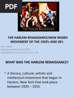 Movement of The 1920'S and 30'S: The Harlem Renaissance/New Negro