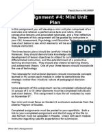 Assignment #4: Mini Unit Plan: Assignm Ent