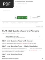 CLAT 2010 Question Paper and Answers - Admission & Entrance Exams